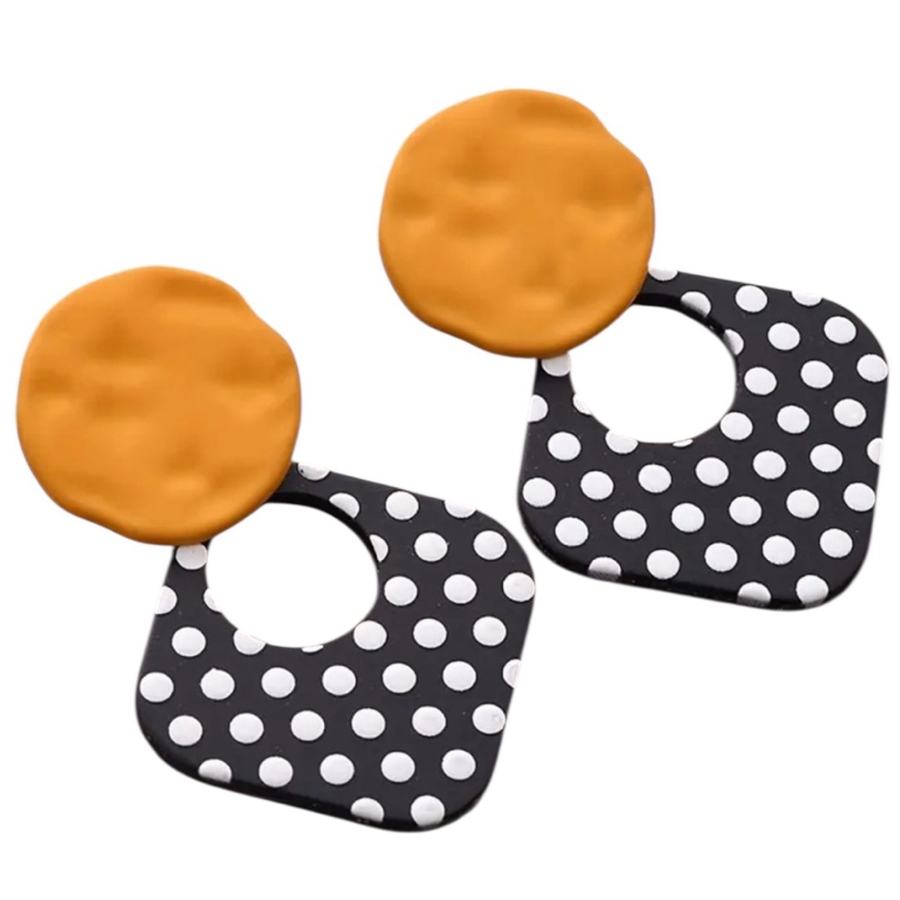 Orange Polka Dot Dangle Earrings